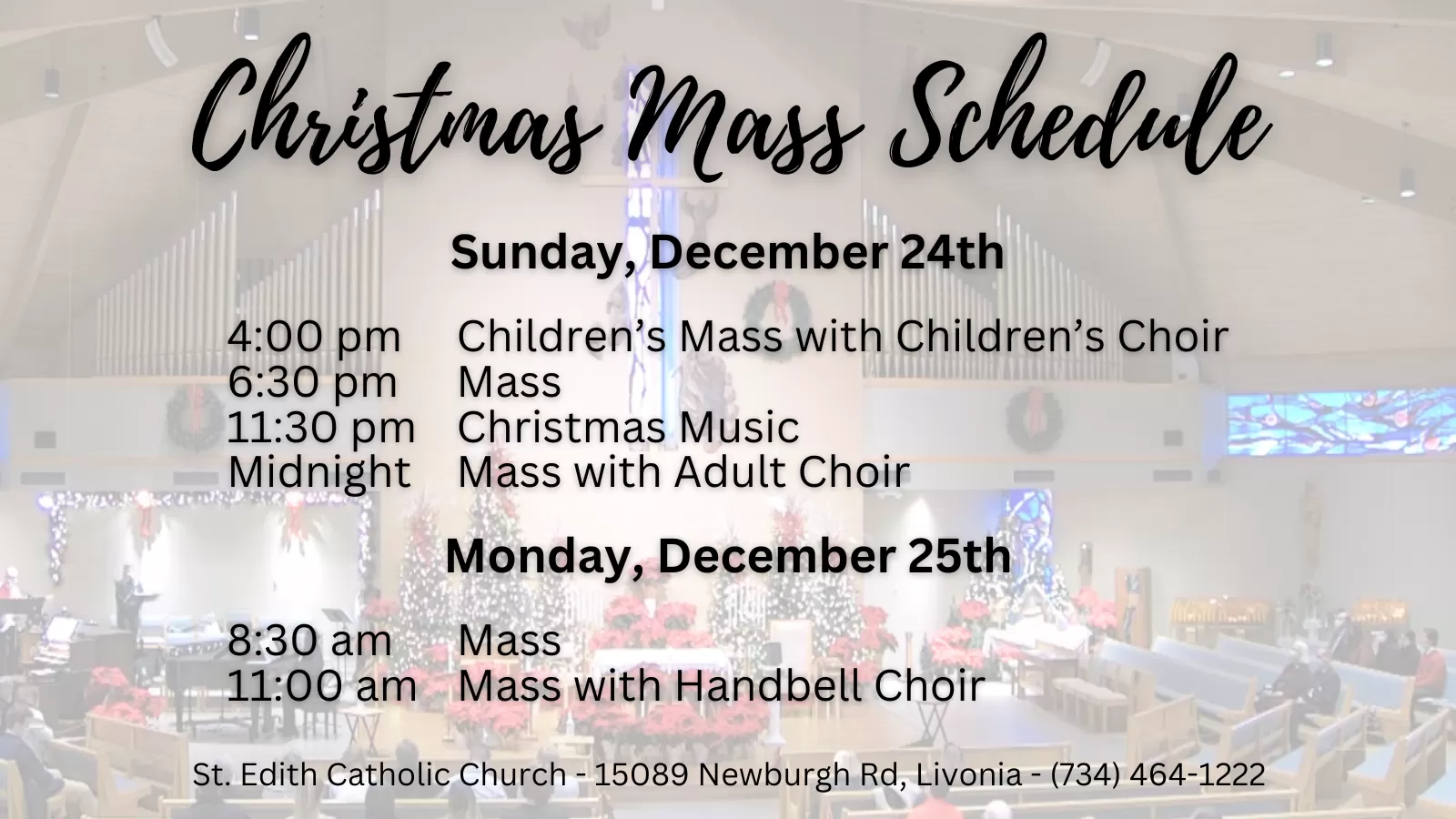 2023 Christmas Schedule
